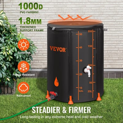 DeXem - VEVOR Opvouwbaar regenvat 53/100 - gal PVC regenwateropvangsysteem met grote capaciteit - water reservoir - regenton - kraan en overloopset voor tuin - regen ton opvouwbaar