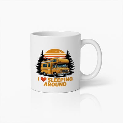 Ik Hou Van Slapen Rond Camper 330ml Mok – Grappig Geschenk voor Kampeerliefhebbers