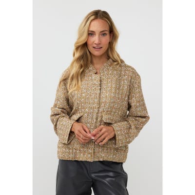 EsQualo Jacket Bomber Tweed Gold Maat: 36 | Bomberjacks Outlet | Dames | Goud