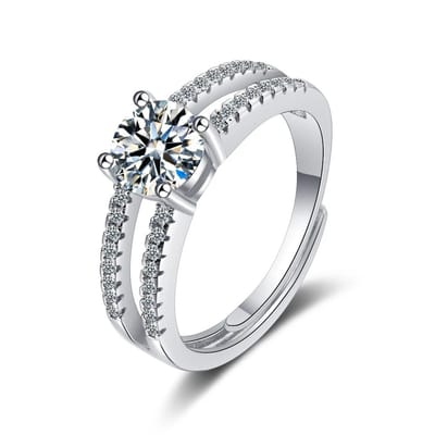 Matthew Studio® Dames Ring 925 Zilver met Zirkonia – Verstelbare Ring – Cadeau voor Haar – Inclusief Cadeauverpakking