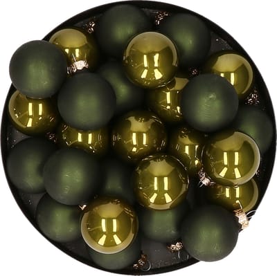 Kerstballen set - glas - 36x stuks - groen tinten - 4 cm
