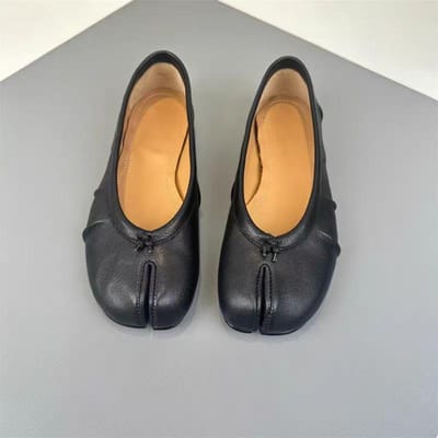 Split Toe Dames Ballet Flats Schoenen Zacht Leer Comfortabele Wandelschoenen Retro Slip-on Loafers Dames Casual Schoenen 38 orange