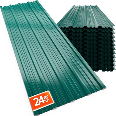 Dakplaten Groen - Golfplaten Staal - Tuinhuis Carport - Verzinkt Lengteribbels - 129x46 cm 14 m²