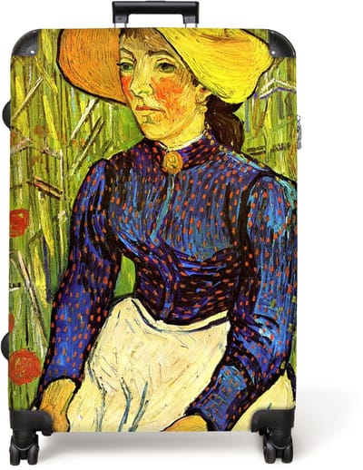 NoBoringSuitcases.com® - Koffer groot - Reiskoffer lichtgewicht - Boerenmeisje met gele strohoed - Vincent van Gogh - Rolkoffer met 4 wielen - Grote trolley XL - 98 liter bagage