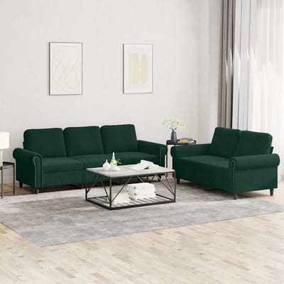 vidaXL - 2-delige - Loungeset - met - kussens - fluweel - donkergroen
