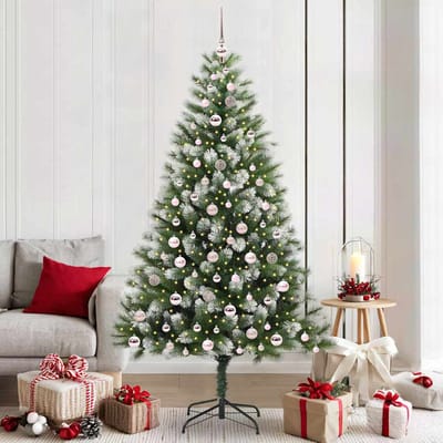 vidaXL - Kunstmatige - Scharnierende - Kerstboom - met - Gevlokte - Sneeuw - Warmwit