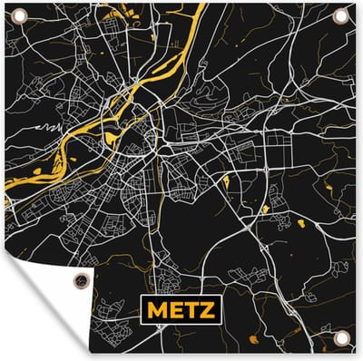 Tuin poster Plattegrond - Metz - Stadskaart - Frankrijk - Kaart - 200x200 cm - Tuindoek