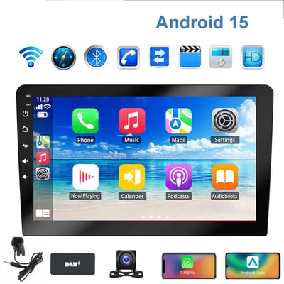ESSGOO 2 DIN Autoradio Universeel - DAB Autoradio - Multimedia Autoradio MP5 - 10 Inch Touchscreen - Achteruitrijcamera Ingang - Handsfree bellen - 2 + 32 GB - Apple CarPlay en Android Auto - USB Bluetooth WIFI FM - microfoon