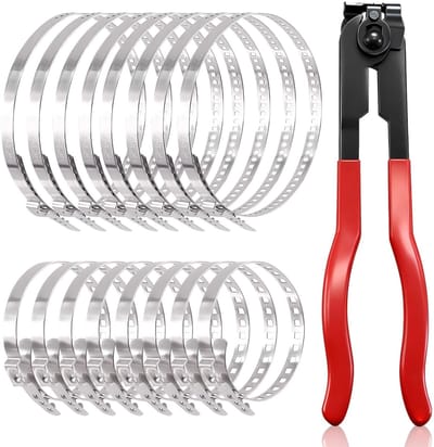 Dailygoods- Slangklemmen Set van 17 Stuks - Roestvrij Staal - Instelbare Buisklem - 25-50 mm / 50-120 mm - Duurzaam - Corrosiebestendig