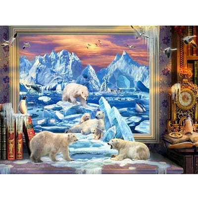 Diamant schilderij kruissteek ijsbeer 5D diy dieren diamant mozaïek foto steentjes kinderen decor cadeau 20X30CM gray