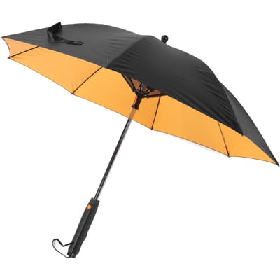 Zonne paraplu met ingebouwde ventilator, vernevelaar, spray, reis paraplu voor verkoeling, zomer, strand, sport, wandelen geel