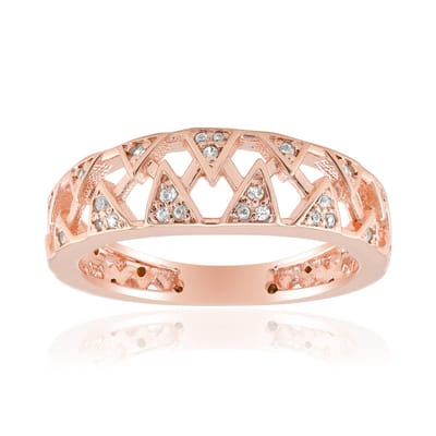 Cavill - Zilveren ring met Cambodjaanse zirkonen - 925 Sterling zilver roséverguld - 0,162 ct pavé geometrisch modern elegant dames ring 21x20 mm