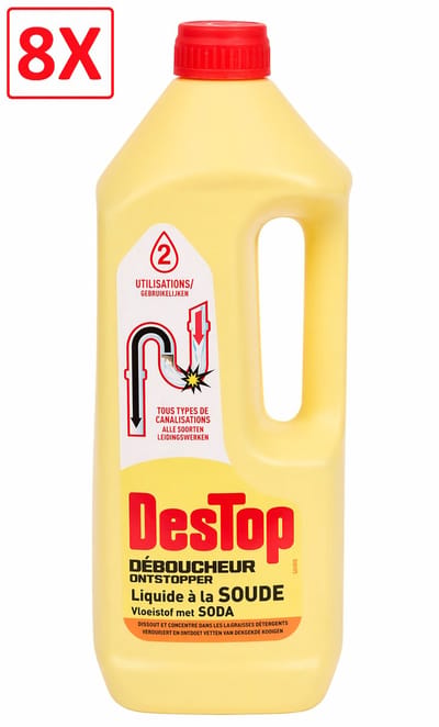 8 x Ontstopper - Destop - Met Soda - 1L - Alle soorten leidingwerken - Werkt in 2 uur