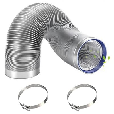Flexibele ventilatieslang van aluminium met roestvrijstalen klemmen - 2 stuks