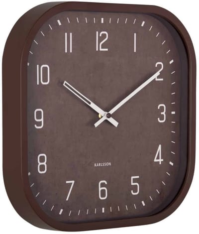 Karlsson Wandklok Elemental Cuadrado - Chocoladebruin - Ø30cm - Wandklok Modern