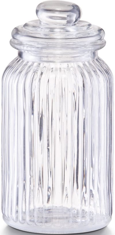 Zeller Voorraadpot - glas - rond - strepen - 1,2 L - 11 x 22 cm - bewaarpot