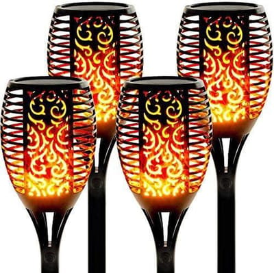 4x Stuks - Solar fakkel met sensor - Tuinverlichting op zonne-energie - Buitenverlichting - LED
