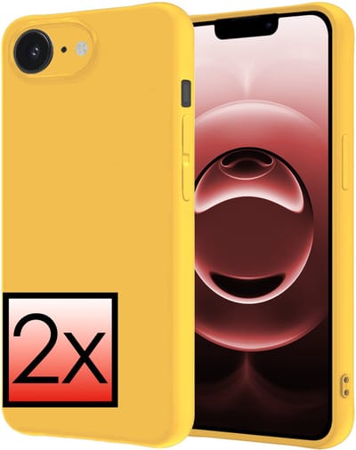 Hoesje - 2 Stuks - Geschikt voor Apple iPhone 16e / 17e - Sterk & Shockproof - Case Siliconen - Back Cover - Telefoon Hoes - Geel