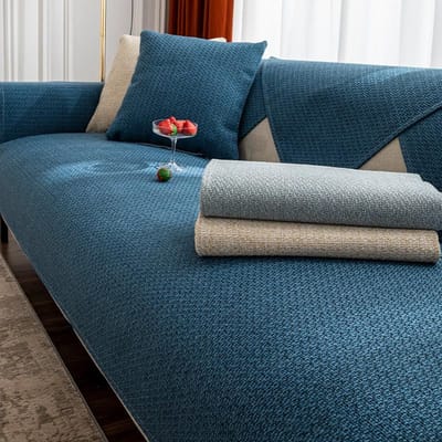 Japanse stijl katoenen linnen woonkamer bank kussen vier seizoenen universele effen kleur stoffen voering hoes handdoek antislip bankhoes 110*210cm