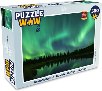 Puzzel Noorderlicht - Bomen - Water - Alaska - Legpuzzel - Puzzel 500 stukjes