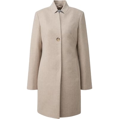Dames getailleerde blazerjas met herringbone patroon en hoge kraag COMMA