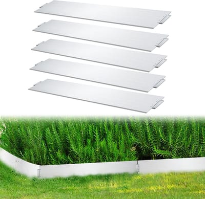 Borderranden Gazonranden Metalen verzinkt - Graskanten Palissade Tuinafboording - Wortelbegrenzer flexibele Perkranden - zilver 100x15cm 5m