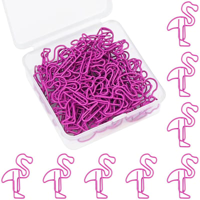 Paperclips, 50 stuks, flamingo, paperclips, motief, metaal, kleine klemmen, flamingo, dierenvorm, bladwijzers, papierclips, papierklemmen, papierklemmen, papierklemmen, papierklemmen voor