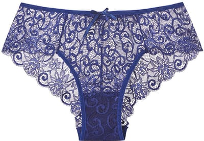 Dames kanten slipjes, verpakking van 1, laag model, sexy ondergoed, zacht kant, ultradun, Donkerblauw,S