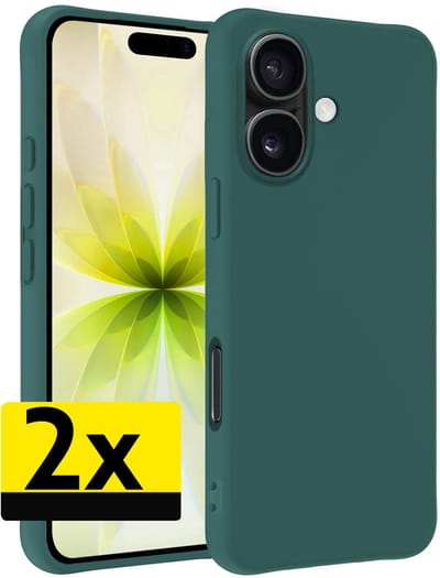 Hoesje - 2 Stuks - Geschikt voor Apple iPhone 17 - Sterk & Shockproof - Case Siliconen - Back Cover - Telefoon Hoes - Telefoonhoesjes - Donkergroen