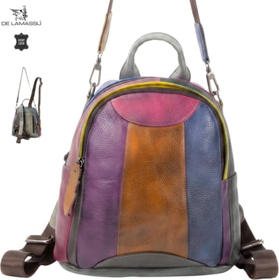 DE LAMASSU® 2-in-1 Leren Rugzak Dames – Schoudertas en Rugtas in Één – Echt Leer – Veilig Achtervak – 2 Zijvakken – Compacte Dagrugzak