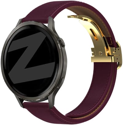 Bandz Leren 'D-Type' bandje geschikt voor Samsung Galaxy Watch 7 (40/44mm) / Galaxy Watch 6 (Classic) / Galaxy Watch 5 (Pro) / Galaxy Watch 4 / Watch 3 / Watch FE / Polar Ignite 3-2 / Pacer / Unite / Huawei GT3 - GT2 / Amazfit GTS 4-3-2 (Wijnrood)