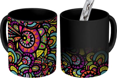 Magische Mok - Foto op Warmte Mokken - Koffiemok - Design - Mandala - Regenboog - Magic Mok - Beker - 350 ML - Theemok