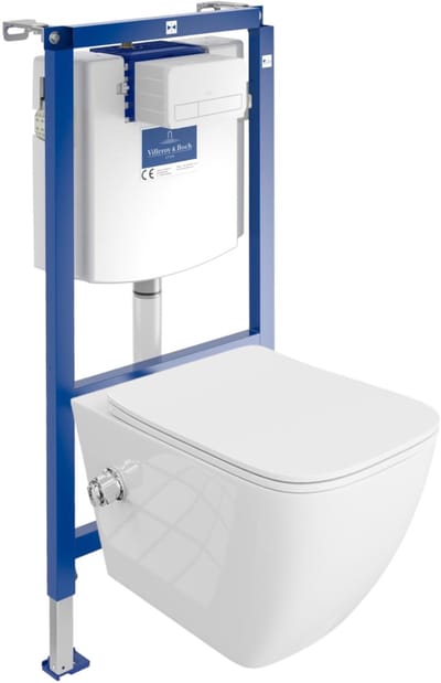 Villeroy&Boch Inbouwreservoir Complete Toiletset ViConnect H112 - Inbouw WC Hangtoilet Wandcloset PARANA - Bedieningsplaat Wit - Voorwandelement voor toilet - Installatiesysteem