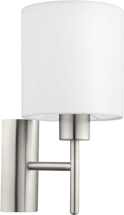 EGLO Pasteri Wandlamp - 1 Lichts - 30.5 cm - Stof - Grijs, Wit