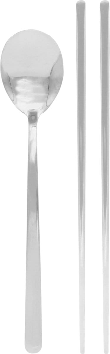 House of Husk Originele Koreaanse Eetstokjes en Soeplepel Set - Zilver - 1 Persoons Set - RVS - Vaatwasserbestendig - Sushi Chopsticks