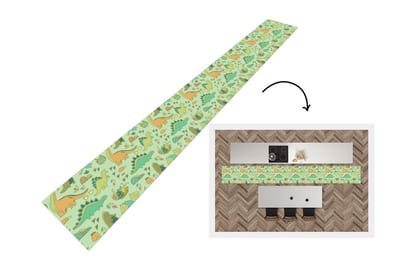 Keukenloper - Keukenmat - Patronen - Dino - Groen - 400x50 cm - Keuken vloerkleed