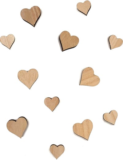 ARTYFETES - 12 mini houten hartjes 2 en 3 cm voor tafeldecoratie
