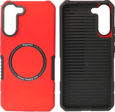 Hoesje Geschikt voor de Samsung Galaxy S21 Plus - Schokbestendige Telefoonhoesje Geschikt voor MagSafe - Rood