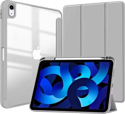 Techgrip Tablet Hoes Geschikt voor iPad Air 1 en Air 2 - 9.7 inch Smart Cover Tablet hoes met Aan en Uit functie - Bookcase hoes met styluspen opbergvak Grijs