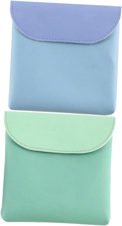 Maandverband Zakjes - Portemonnee Servet Tas - Persoonlijke Hygiëne - Draagbaar en Discreet - 13x13cm - Groen Blauw