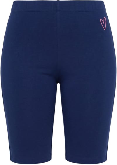 Angel of Style - Dames - Fietslegging smalle pasvorm hartborduursel - Donkerblauw - Maat 46