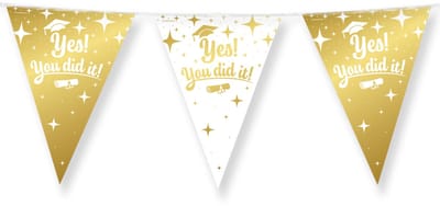 BTH – Slinger Yes, You Did It – Wit-Goud – Feest Versiering – Geslaagd Decoratie – Graduation Party – 10m