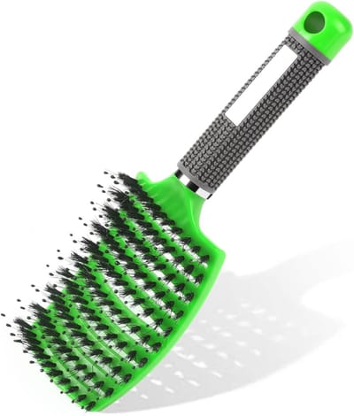 Famanu - Haarborstel, Zwijnenhaar-peddel-haarborstel Voor Vrouwen, Zachte Massage-haarkam, Ontwarren Haarborstel Voor Lang Dik Krullend Haar, Verminderen Van Haarbreuk En Kroezen