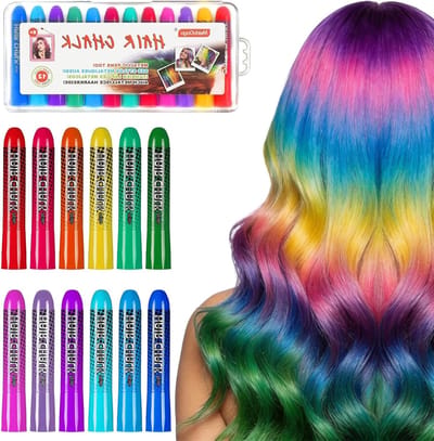 Kleurige Haarkrijt Set voor Meisjes, 12 Wasbare Kleuren, Perfect voor Feestjes, Verjaardagen en Carnaval, Geschikt voor Kinderen van 3-11 Jaar
