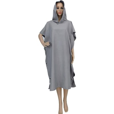 Volwassen Draagbare Handdoek Badjas met Capuchon Sneldrogend Comfortabel Aanvoelend voor Strand Thermale Baden Fitness grijs