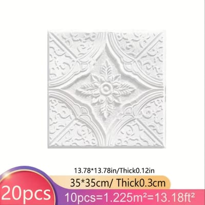 Lot de 10/20 autocollants muraux 3D en mousse auto-adhésifs, imperméables et résistants à l'humidité, pour carrelage de cuisine, salon, salle de bain, couloir 20pcs blanc
