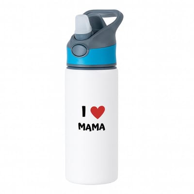 Hacebo® - I love mama waterfles met rietje blauw - Moeder - de liefste mama - Moeder cadeautjes - moederdag - verjaardag - geschenk - kado - water fles - 650ML