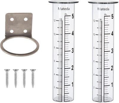 5 inch Capaciteit Regenmeter met Roestvrijstalen Bevestiging en 2 Vervangbuisjes