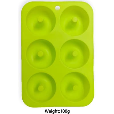 6 Gaten Siliconen Donut Vorm Bagel Pan Anti-aanbak Bakken Hittebestendigheid Mini Cupcake Vorm Donut Maker Pan Bakgereedschap groen