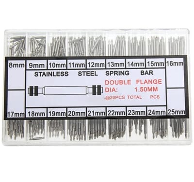 Knaak Pinnen Horloge - Set van 360 - 8 t/m 25 mm - Horlogeband Pinnen - RVS - Horlogemaker Tool Set